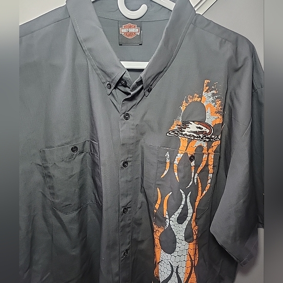 Harley Davidson Button Down Screamin Eagle Flame Shirt Men's XL NWOT - Picture 2 of 4